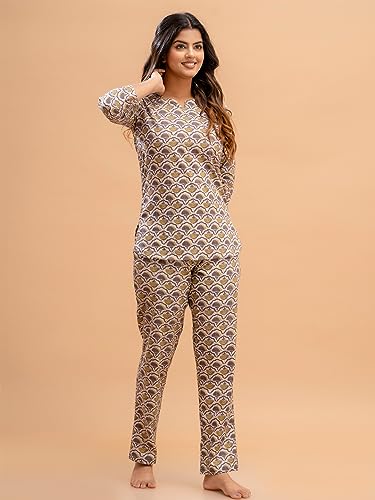 Image of feranoid Women Full Sleeves Cotton Nightsuits