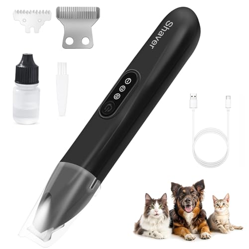 Electric Pet Clipper，Pet Electric Hair Clippers with LED Light, Rechargeable Grooming Tool with 18mm Spare Blade & Adjustable Speed, Suitable for Dog/Cat Paws, Ear, Eyes