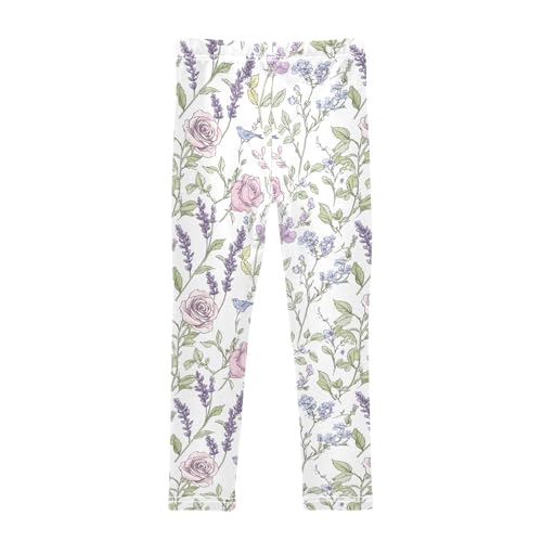 Girls' Athletic Leggings Ankle Length Yoga Dance Pants Kids Teen 4T Lavender2