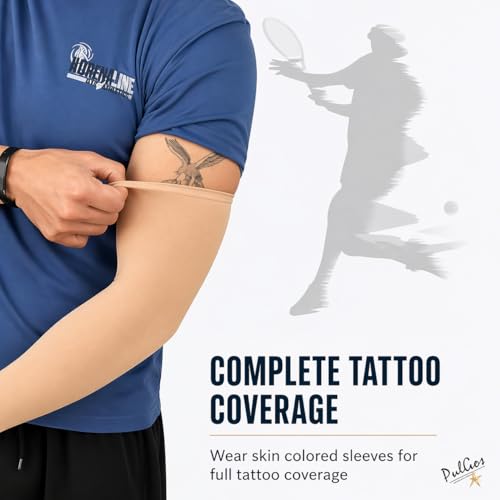 Image of PULGOS Skin Color Arm Sleeves for Men & Women (Pack of 2) | UV Protection Cooling Sleeves | Breathable Sports Arm Sleeves for Cycling, Driving, Running & Outdoor Activities