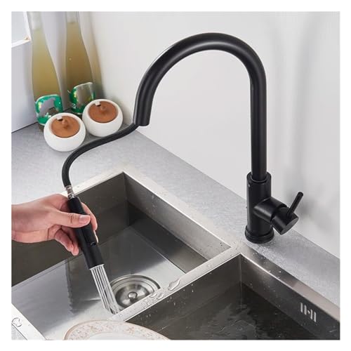 Robinet de cuisine noir extractible avec mitigeur eau chaude et froide orientable à 360° - 7