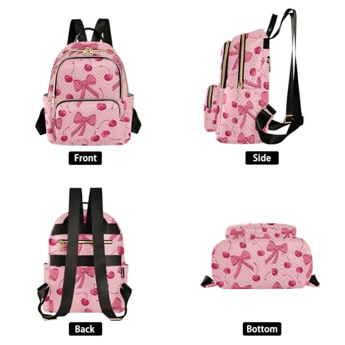 Image of ALAZA Bow Cherry Cartoon Funny Women Backpack Purse Ladies Fashion Shoulder Bag Daypack Travel Bag 7.5L