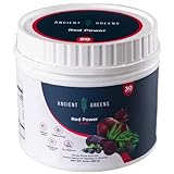 Ancient Greens Red Power: Red-Purple Vegetable and Fruit Mix, Daily Antioxidant Intake, Vitamin C, Wheatgrass Juice Powder, Organic Mix, No Additives, 30 Servings