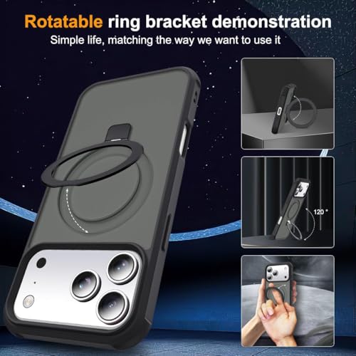 Image of iPhone 17 Pro Max Magsafe Stand Case | Matte Design & 360 Protection | Military-Grade Apple iPhone 17 Pro Max Cover | Ultra Premium - Black
