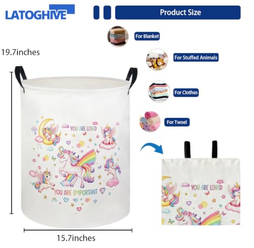 Image of Baby Laundry Hamper kids laundry Basket Waterproof Laundry Bag for Bedroom Clothes Organizer Room Decor(Unicorn)