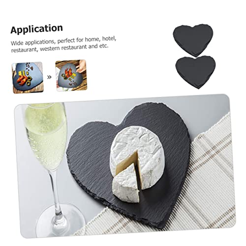 Assiettes de collation 20x20 cm ardoise noire de cœur plateau de service sushis et desserts