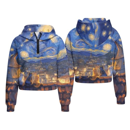 Kids Girls Sweatshirt Long Sleeve Pullover Hooded Tops Casual Half Zip Up Hoodies with Pockets Fall Winter Clothes2