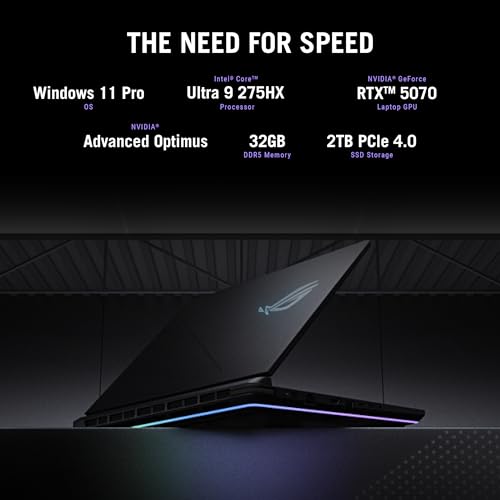 ROG Strix G16 (2025) Computer portatile da gioco, 16" ROG Nebula Display 16:10 2.5K 240Hz/3ms, NVIDIA GeForce RTX 5070 Laptop GPU, Intel Core Ultra 9 275HX, 32GB DDR5, 2TB Gen 4 SSD, Wi-Fi 7 - Notebook - Immagine 7