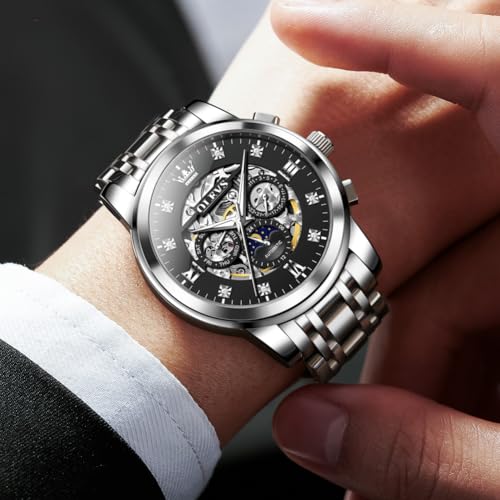 OLEVS Mens Automatic Watches Skeleton Mechanical Self Winding Luxury Fashion Dress Wrist Watch Luminous Waterproof