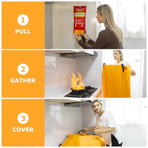 Image of Emergency Fire Blanket, Flame Retardant Fire Blankets Emergency for Home, Kitchen, Car, Office, Grill (Silicone-1pack)