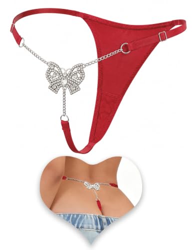 Image of Women's Rhinestone Thong Panties Crystal Chain Low Rise G String Lingerie