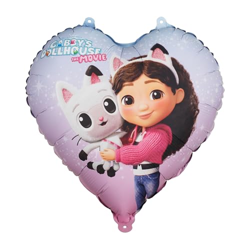 Balão de alumínio em forma de coração, 45 cm, Gabby's Dollhouse Gabis, casa de gatos, balão, aniversário, menina, festa infantil, hélio, decoração, reutilizável, design com tubo
