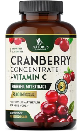Cranberry Supplement Pills 25,000mg - High Potency Vitamin C Cranberry for Women & Men, Urinary