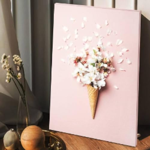 Impression sur toile de fleurs roses avec cadre premium de 80x120 cm pour couloir