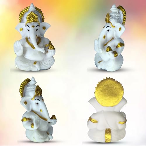 Image of Shri Ganesha Idol for Car Dashboard | Lord Statue for Decor, Office & Pooja Room Decor | Spiritual Gift for Housewarming, Festive & Religious Occasions (White)