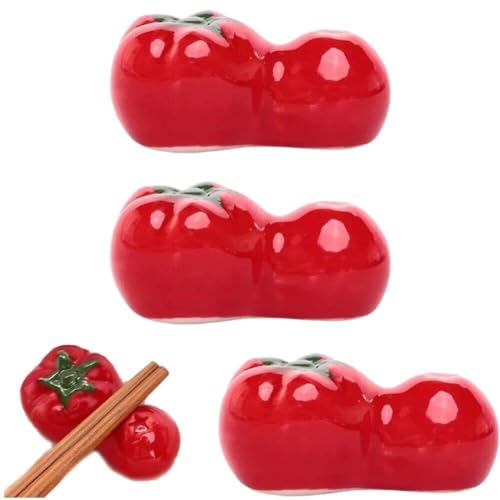 Hifeoos 箸置き はしおき トマト 陶器 箸台 箸枕 レストラン キッチン 喫茶店 箸ホルダー 和食器 おしゃれ かわいい 4個セット