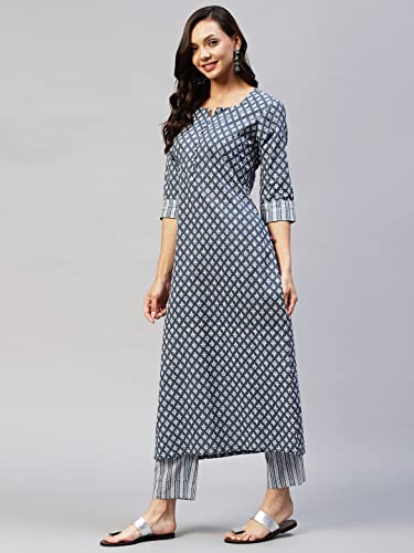 Image of ANNI DESIGNER Cotton Blend Women Kurta Pant Set
