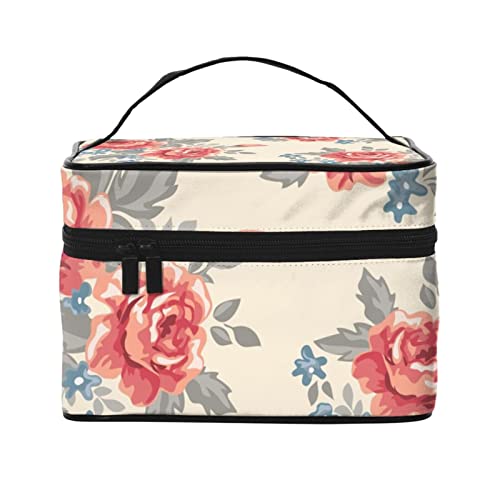 花柄 レトロ バラ 化粧ポーチ メイクポーチ 収納ケース トラベルバッグ 化粧バッグ 化粧道具 化粧品 小物入れ 収納 旅行用 出張用