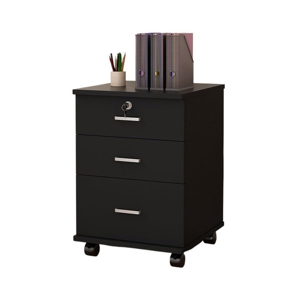 Aioneer File Cabinet Low Cabinet With Drawer File Cabinet File Storage Cabinet Simple Locking Mobile Office File Cabinet Filing Cabinet-Black