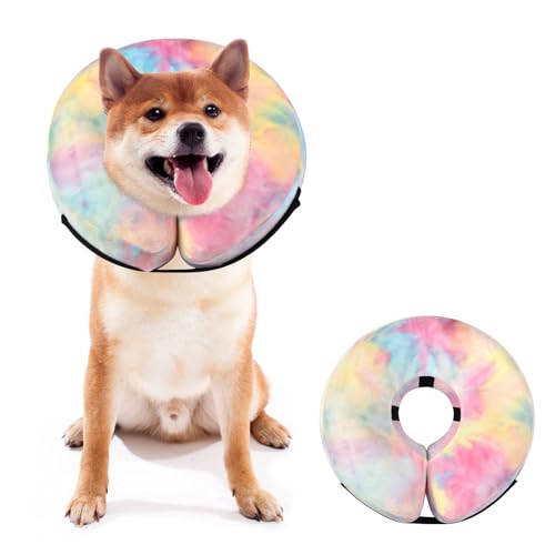 Image of Dog Neck Collar Recovery E-Collar Alternative, Dog Donut Collar After Surgery for Dogs and Cats(Pink Blue, M)