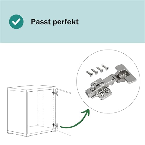 3D Scharnier Softclose passend für IKEA BESTA Tür mit Abdeckung - Einfache Montage und leicht einzustellen (4 Stück)