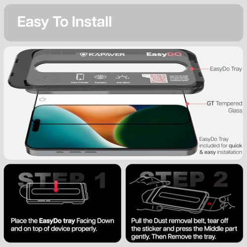Image of KAPAVER GT EasyDo Matte Tempered Glass Screen Protector for iPhone 16 Pro with Applicator (1Pack)