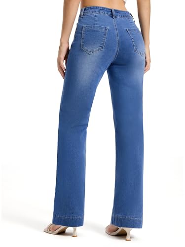 SEVEGO Tall Women's 34"/36"/38" Inseam Wide Leg Jeans High Waisted Stretchy Straight Loose Trendy Denim Pants Pockets2