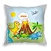 wolga-kreativ Kissen-bezug Deko-Kissen Dinoinsel 40x40 cm incl. Füllung Namenskissen Geschenk-e Baby-Kissen Kinder-Kissen Kinderzimmer Babyzimmer Mädchen Junge-n mit Namen