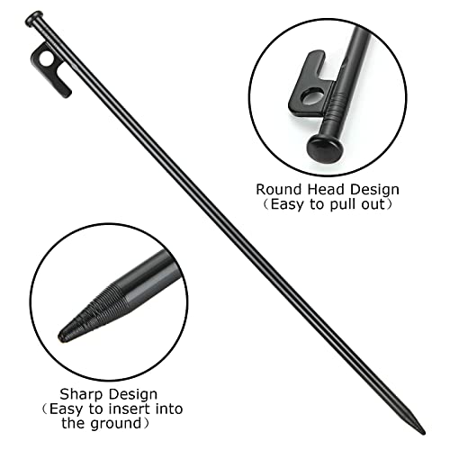 12PCS Tent Stakes Heavy Duty, 16Inch Metal Camping Stakes Tent Pegs para Camping al Aire Libre Montañismo Senderismo miniatura 3
