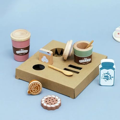 Image of Wooden Coffee Maker Kitchen Toy Playset | Interactive Espresso Machine for Kids | Pretend Play Barista Role-Playing Toy | Fun & Educational Kitchen Playset for Toddlers & Children