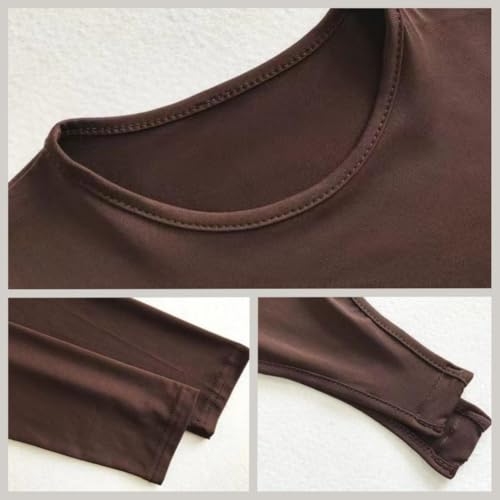 Sukiglam Women's Bodysuits Long Sleeve Crew Neck Thong Bodysuit Top Sexy Ladies One Piece Leotard Basic Shapewear Body Suits High Stretchy Soft Going Out Blouse Slim Fit Casual T Shirts - Image 2