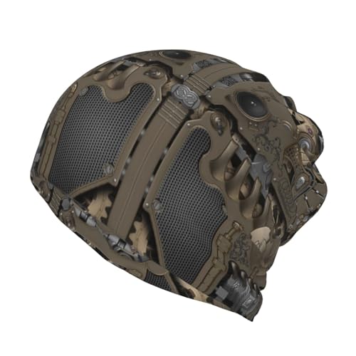 Image of Steampunk Mechanical Gears Unisex Multifunctional Beanie Hat Or Scarf-Double-Layer All-Over Print, Soft Breathable,for Everyday, Sports, and Travel Black