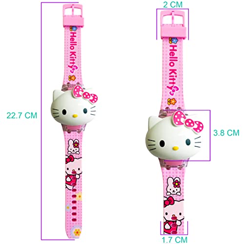 Image of Brishti 3D Kitty Cat Character Multicolored Glowing Light and Musical Digital Girl's Wrist Watch | Unique Cute Cartoon Character on Strap | Soft Silicone Strap | Suitable for Age 3-12 Year Kids