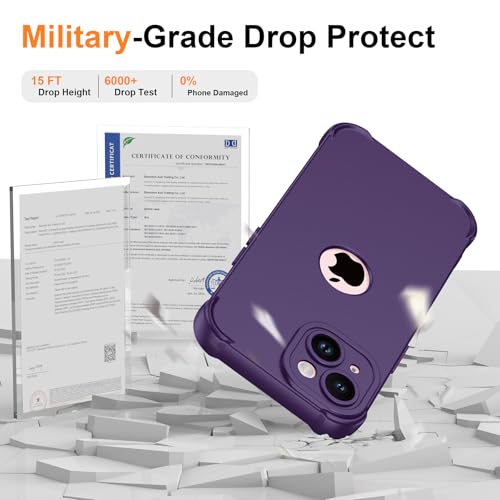 Image of ORETECH 3 in 1 for iPhone 15 Case with 2 x 9H Screen Protector,Purple