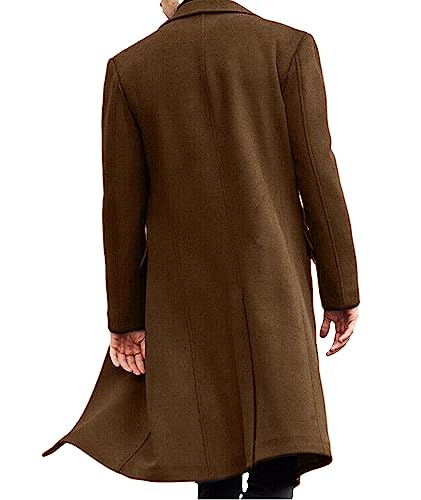 image for SOMTHRON Men's Casual Trench Coat Slim Fit Notched Collar Long Jacket 