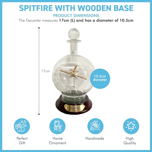 Ornamental Glass Model of a Spitfire Aeroplane in a Decorative Glass Decanter | Memorabilia | Gifts for Men | WW2 Gift | Wartime Memorabilia | Supermarine Spitfire | Battle of Britain