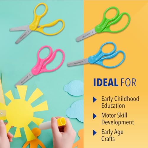 Westcott 16454 Right- and Left-Handed Scissors, Kids' Scissors, Back to School, Classroom Supplies, Ages 4-8, 5-Inch Blunt Tip, Assorted, 6 Pack