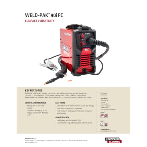 Image of Lincoln Electric Weld-Pak 90i MIG MIG /Flux-Cored Wire Feeder Welder and Patriot Auto Darkening, Variable Shade Welding Helmet Combo Pack, K5387-10