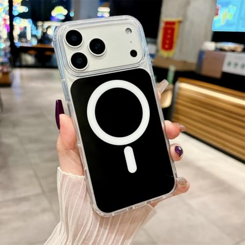 Étui magnétique iPhone 17 Pro Max en acrylique transparent avec contour noir chic
