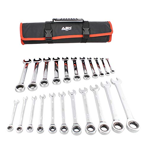 Abn Combo Ratchet Wrench Set Sae And Metric Sizes - 22 Pc Ratcheting Wrench Set With Travel Pouch #TOP16