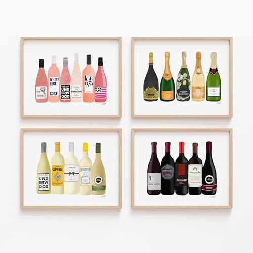 Image of Wine Bottles Wall Art Set of 4