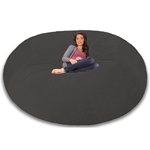 Comfy Sacks Memory Foam Bean Bag Chair, Charcoal Furry