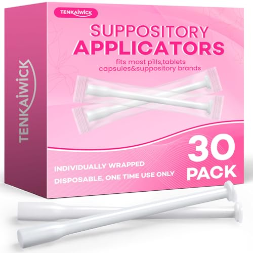 TENKAIWICK 30 Pack Disposable Vaginal Suppository Applicator for Women, Vaginal Applicator fits Size 0/00 Cap-Sules and Most Pills, Tablet Suppositories, Individually Wrapped
