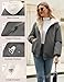 Uikue Women Fleece Lined Jacket Winter Warm Reversible Sherpa Coat Fashion Hooded Zip Up Outerwear with Pockets(Dark Gray,S)