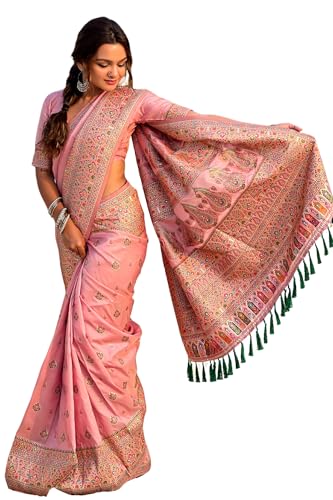 Image of SGF11 Women's Kanjivaram Pure Soft Silk Saree With Unstitched Blouse Piece