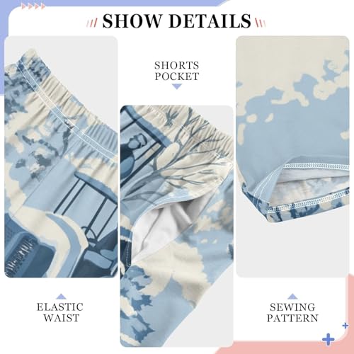 ZZXXB Winter Tractor Print Boys Long Pants Soft Trousers Elastic Waist Kids Lounge Bottoms with Pockets S-XL4