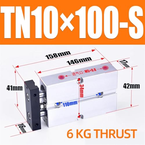 Cilindro neumático TN10-100 de aleación de aluminio con carrera ajustable 3