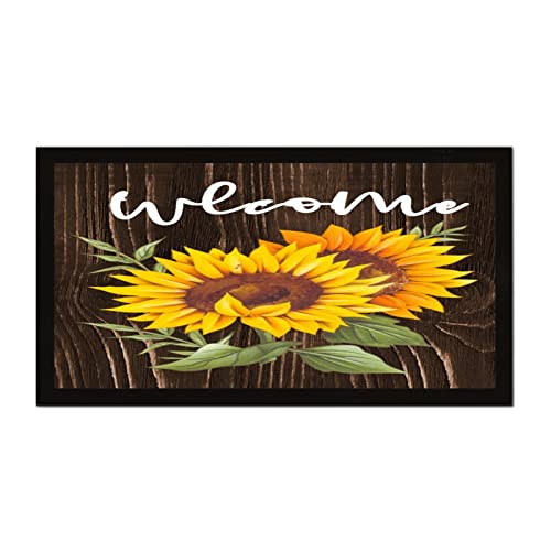 Décoration murale décorative en bois Welcome Sunflower aux finitions rétro