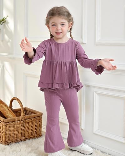 Image of Weebaby Baby Girl Clothes Infant Toddler Girl Clothing Ruffle Shirt High Low Top Floral Allover Pant Little Girls Clothes