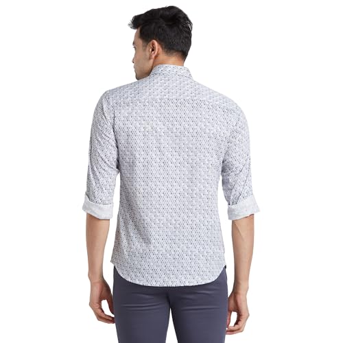 Image of Park Avenue Men's Print Pattern Slim Fit Pure Cotton Full Sleeve Cut Away Collar Casual Shirt